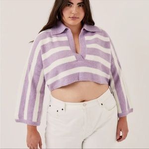 For Love And Lemons Maud Cropped Striped Sweater Top, NWT